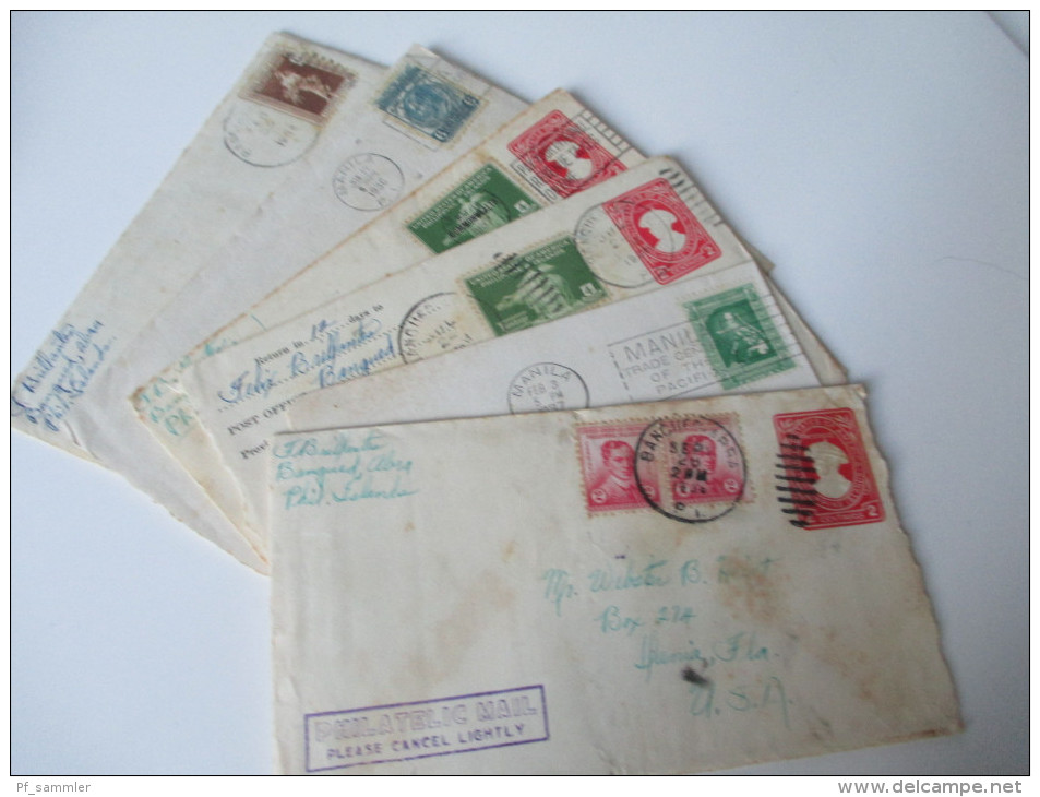 Philippinen Amerikanische Besetzung 7 Belege / FDC 1936/1937. Manila-Madrid. Korrespondenz Philatelisten Club - Philippinen