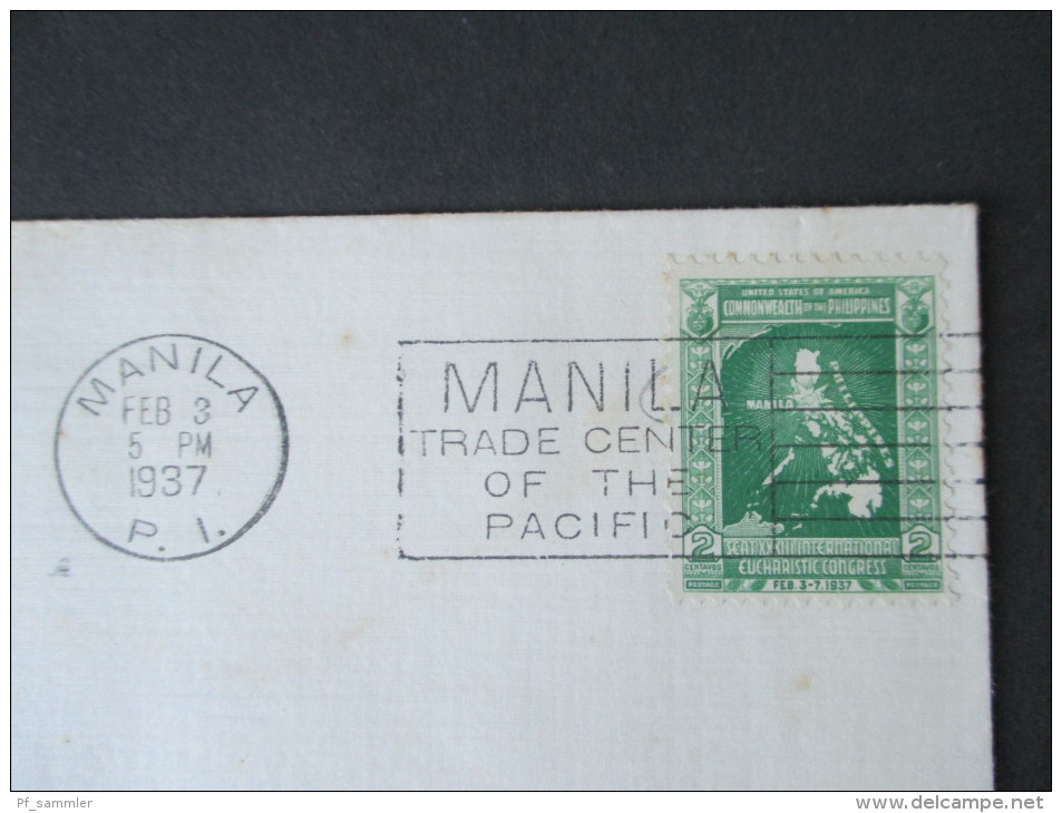 Philippinen Amerikanische Besetzung 7 Belege / FDC 1936/1937. Manila-Madrid. Korrespondenz Philatelisten Club