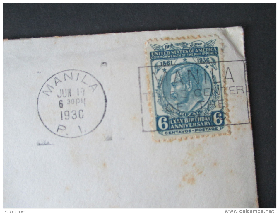 Philippinen Amerikanische Besetzung 7 Belege / FDC 1936/1937. Manila-Madrid. Korrespondenz Philatelisten Club