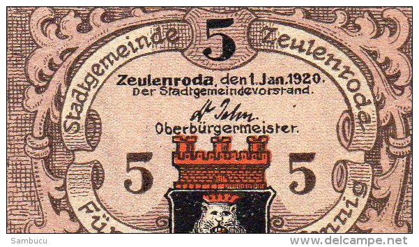 Notgeld Von Zeulenroda 5 Pfennig 1920 - Sonstige & Ohne Zuordnung