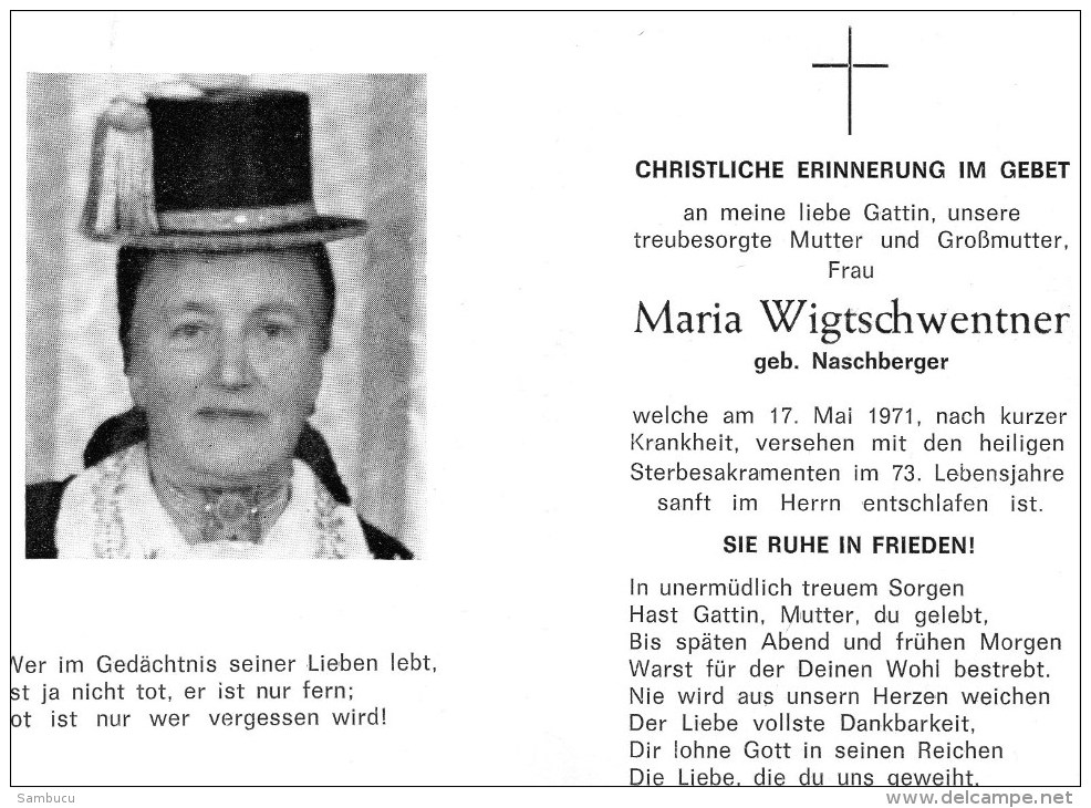 Sterbebildchen Von Maria Wigtschwentner Geb. Naschberger Gest. 1971 - Religion &  Esoterik