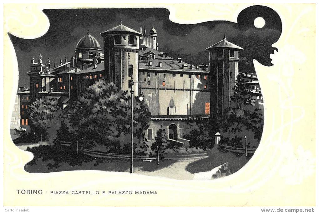 [DC4001] CARTOLINA - TORINO - PIAZZAQ CASTELLO E PALAZZO MADAMA - Non Viaggiata - Old Postcard - Palazzo Madama