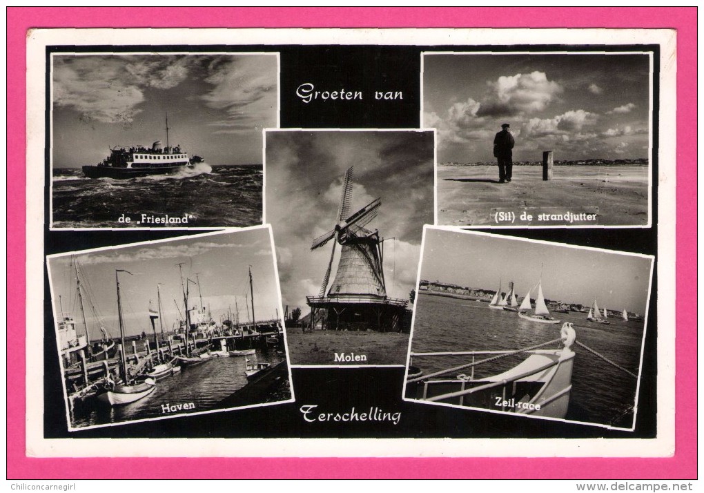 Groeten Van Terschelling - Haven - Molen - Friesland - Zeil-Race - Strandjutter - Multivues - VAN LEER´S - 1964 - Terschelling