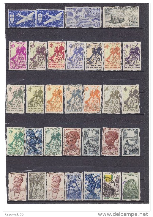 FRANCE. TIMBRE. AOF. AFRIQUE OCCIDENTALE. COLONIE. LOT. COLLECTION. BLOC FEUILLET.POSTE AERIENNE.PA. - Gebraucht