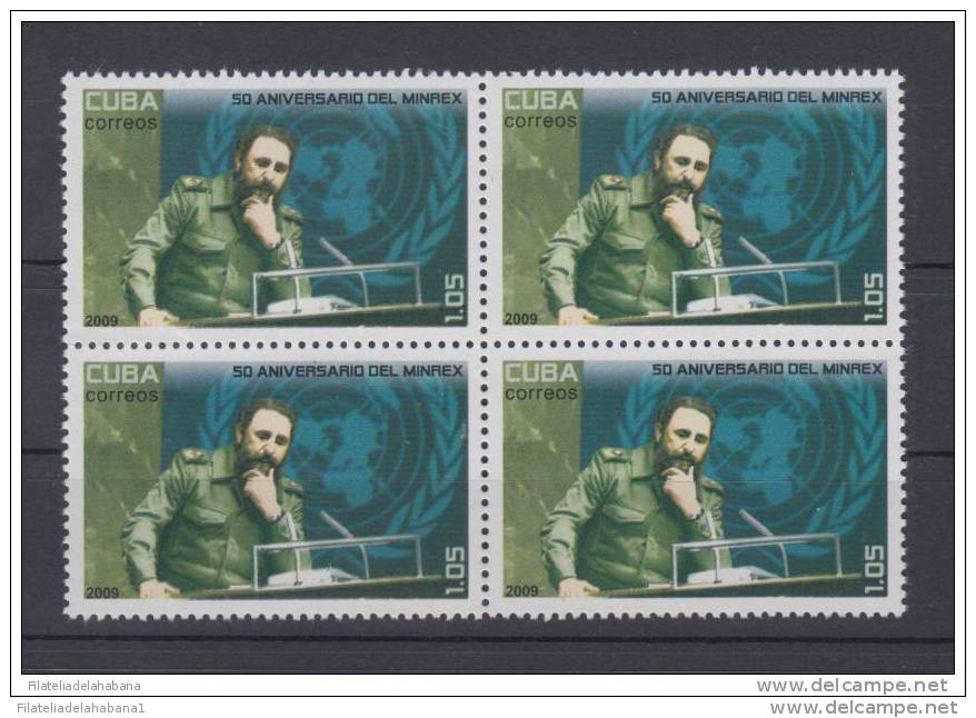 2009.35 CUBA 2009 MNH. 50 ANIV DEL MINREX. FIDEL CASTRO. BLOQUE DE 4. - Ongebruikt