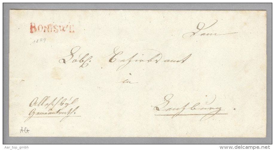 Heimat AG Boniswil 1839-04-11 Langstempel Rotbraun Nach Lenzburg - ...-1845 Prephilately