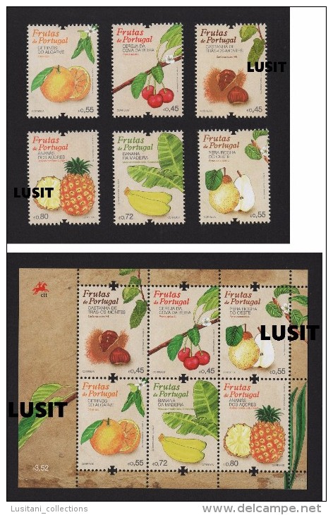 Stamps PORTUGAL 2015 FRUITS CHESTNUTS CHERRIES PEARS BANANAS ORANGE PINEAPPLES CHÂTAIGNE S CERISES POIRES BANANES ANANAS - Neufs