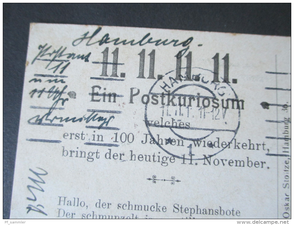 Gruss Zum 11.11.11 Hamburg Ansichtskarte / Ereignis. Sechs Einsen. Verlag Oskar Stoitze, Hamburg 36. Postkuriosum - Sonstige & Ohne Zuordnung