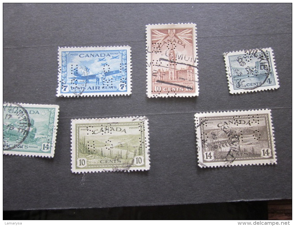 CANADA  -  -  -  PERFOS   H O S M --- 6  Stamps -Timbres Perforé Perforés Perfins Perfin Perforation Lochung - Perforadas