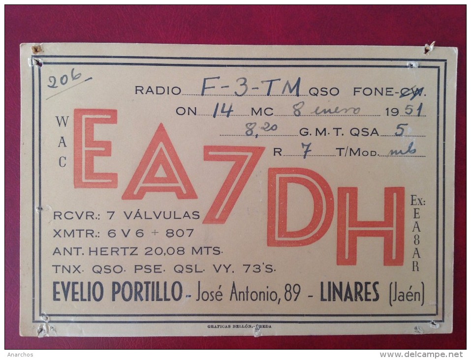 QTH QSL Radio Amateur Espana LINARES Jaen Jose Antonio - Jaén