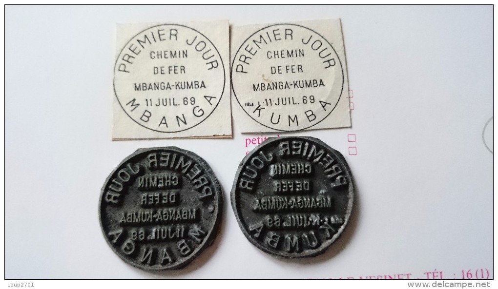 F0150 LOT 35 - 2 CACHETS A DATE MÉTALLIQUES THEME CHEMIN DE FER DÉPART 2€ SANS RÉSERVE - Sammlungen (ohne Album)