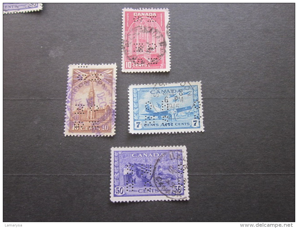 CANADA  -  -  PERFOS   Perfo  H O S M -- 4  Stamps -Timbres Perforé Perforés Perfins Perfin Perforation Lochung - Perforadas