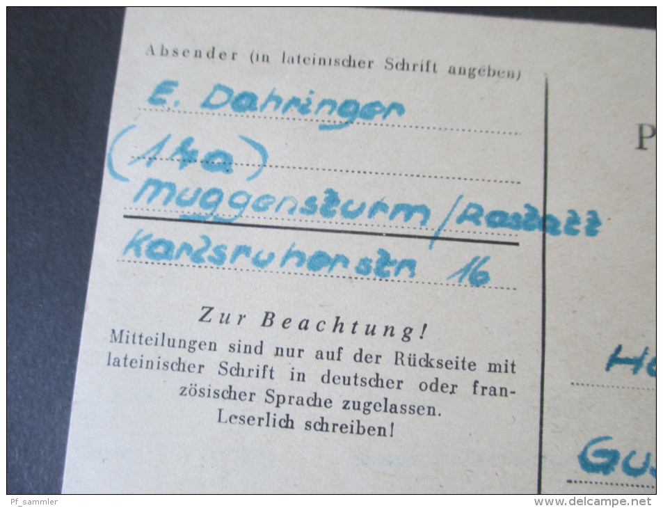 All. Besetz. Franz. Zone Ganzsache / Behelfsausgaben P 836 Gebühr Bezahlt. Stempel: Rastatt 2 Aus Dem Bedarf! - Other & Unclassified