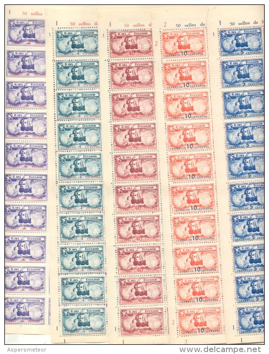 CRISTOBAL COLON COLUMBUS COLON 10 SERIES COMPLETAS CORREO ORDINARIO AÑO 1935  MNH TBE DE 5 VALORES CADA SERIE ECUADOR - Christophe Colomb