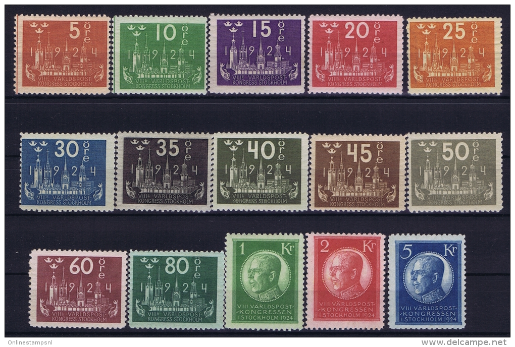 SCHWEDEN Mi.Nr. 144 - 158 , MH/*, Mit Falz, Avec  Charnière  1924 Weltpostkongress - Nuevos