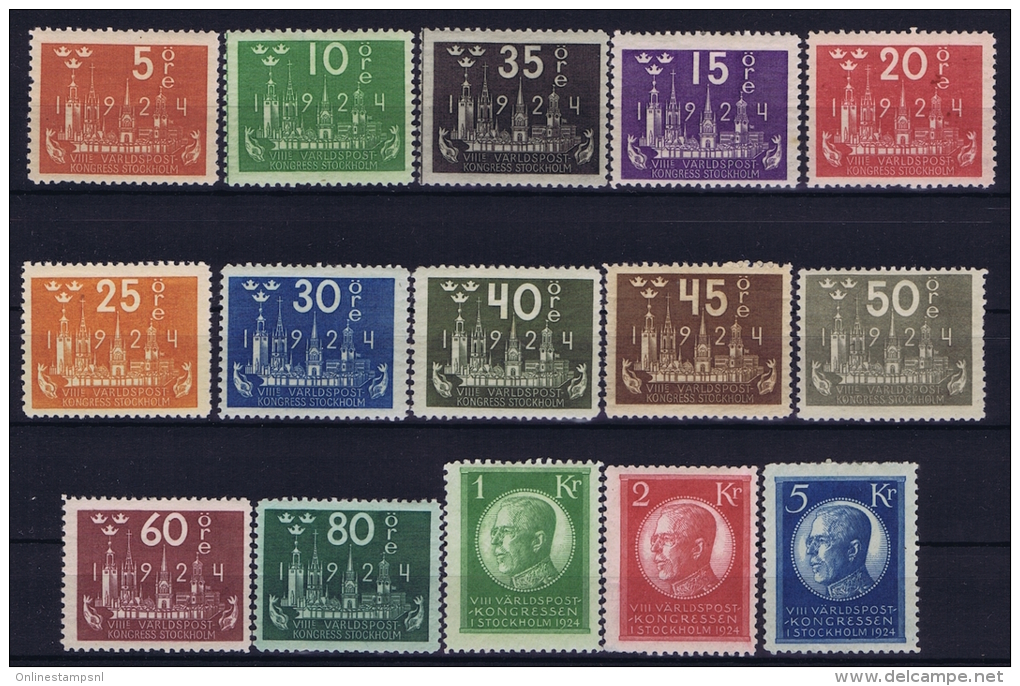 SCHWEDEN Mi.Nr. 144 - 158 , MH/*, Mit Falz, Avec  Charnière  1924 Weltpostkongress - Nuevos