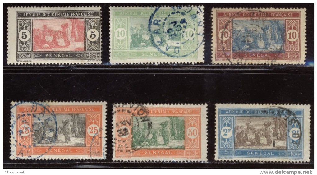 Sénégal - Oblitéré - Charnière Y&T 1922  N° 72 - 73 - 74 - 76 - 82 - 86  Marché Indigène 5c 10c 25c 50c 2f - Oblitérés