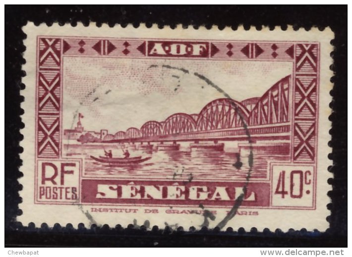 Sénégal - Oblitéré - Charnière Y&T 1943  N° 179 Pont Faidherbe 40c Rouge Carminé - Oblitérés