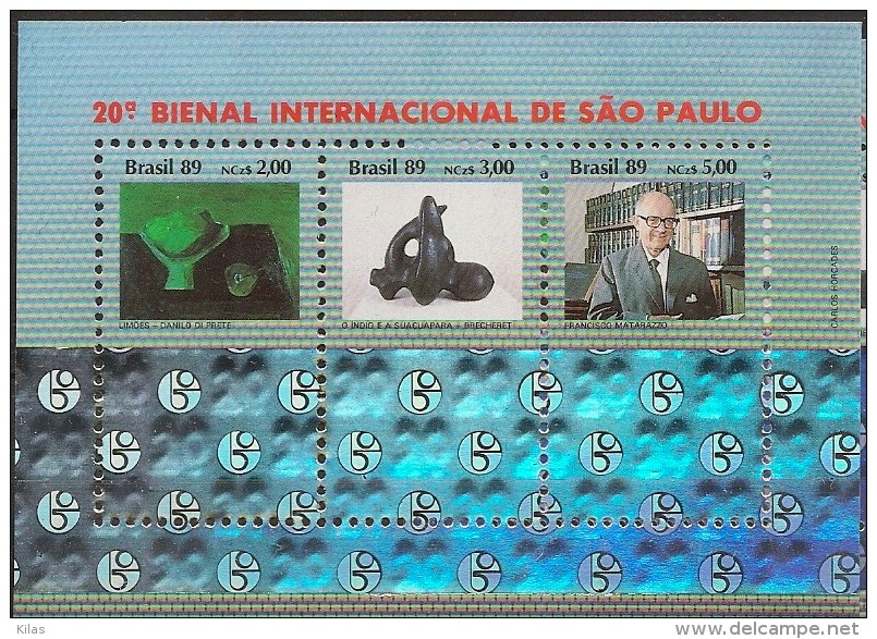 BRAZIL 1989, Art Bienale S/s, Hologram - Blocs-feuillets