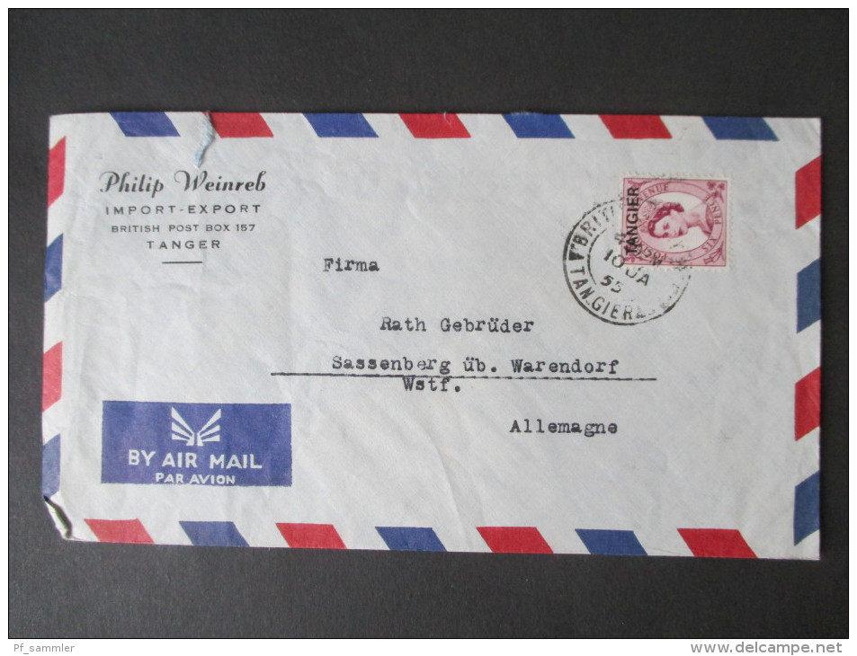 GB Kolonie 1955 Marokko / Tanger Luftpostbeleg. Philip Weinreb Import - Export - Postämter In Marokko/Tanger (...-1958)