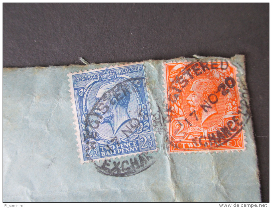 GB Registered Letter 1920 MiF. Liverpool 1 No. 3455 Ralli Brothers. Sealed / Mit Siegel. Nach Rheine - Briefe U. Dokumente