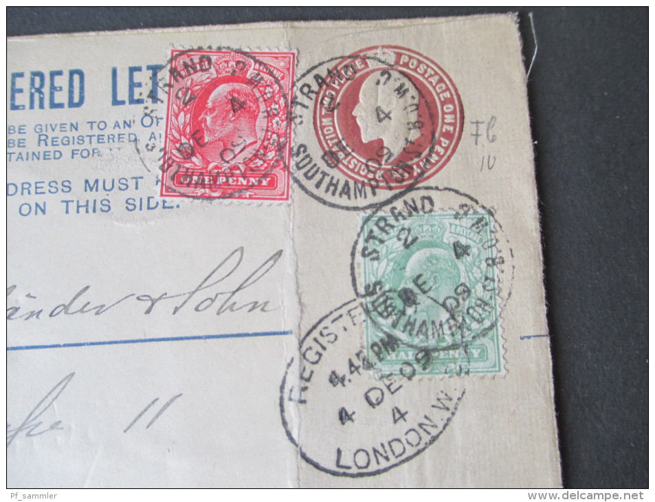 GB 1909 Registered Letter London W.C. 6 No. 142. Nach Berlin. MiF. - Lettres & Documents