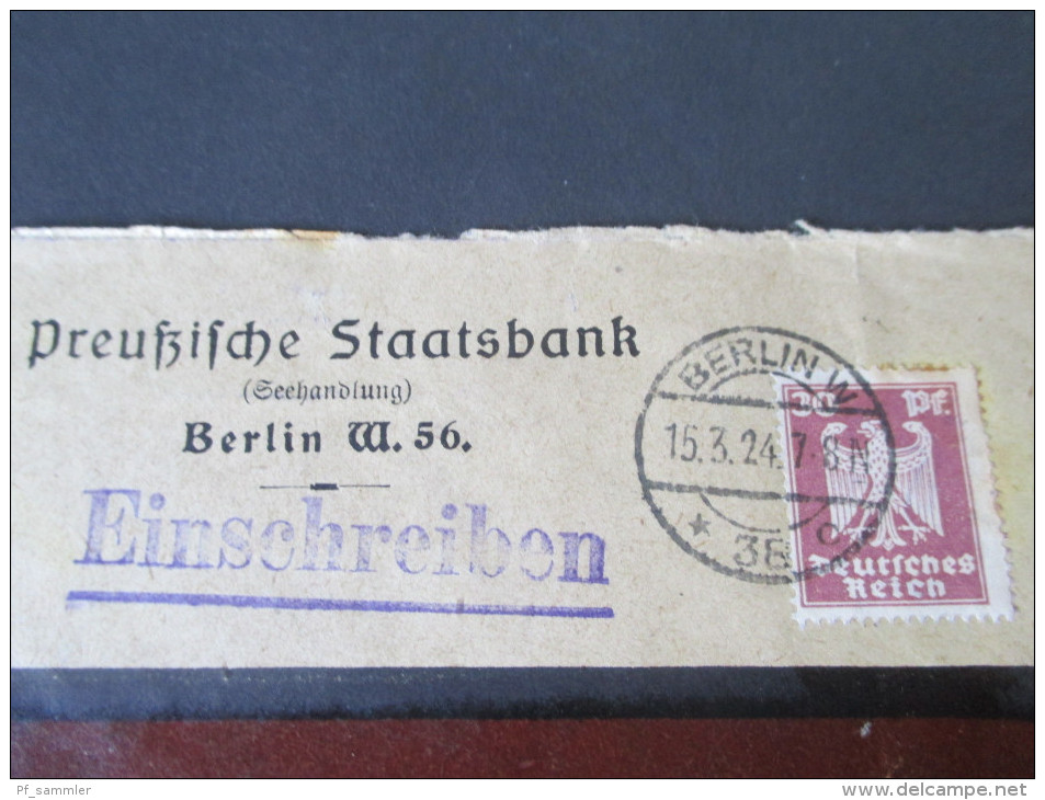 DR 1924 Nr. 359 EF. Preußische Staatsbank (Seehandlung) Einschreiben Berlin 38 Nr. 858 D - Briefe U. Dokumente