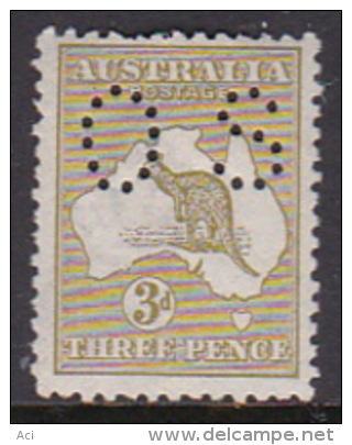 Australia 1915-24 Third Watermark Kangaroo Perforated Small OS 3d Olive O45 Mint - Nuevos
