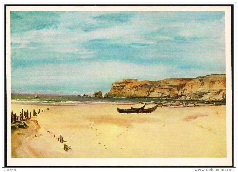 Portogallo/Portugal: Intero, Stationery, Entier, Barca, Bateau, Boat, Spiaggia, Beach, Plage, Watercolor, 2 Scan - Schiffe