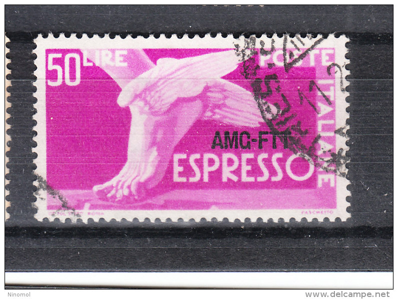 Trieste  A   -   1952. Espresso 50 £  Sovr. Su 1 Riga. Viaggiato - Eilsendung (Eilpost)