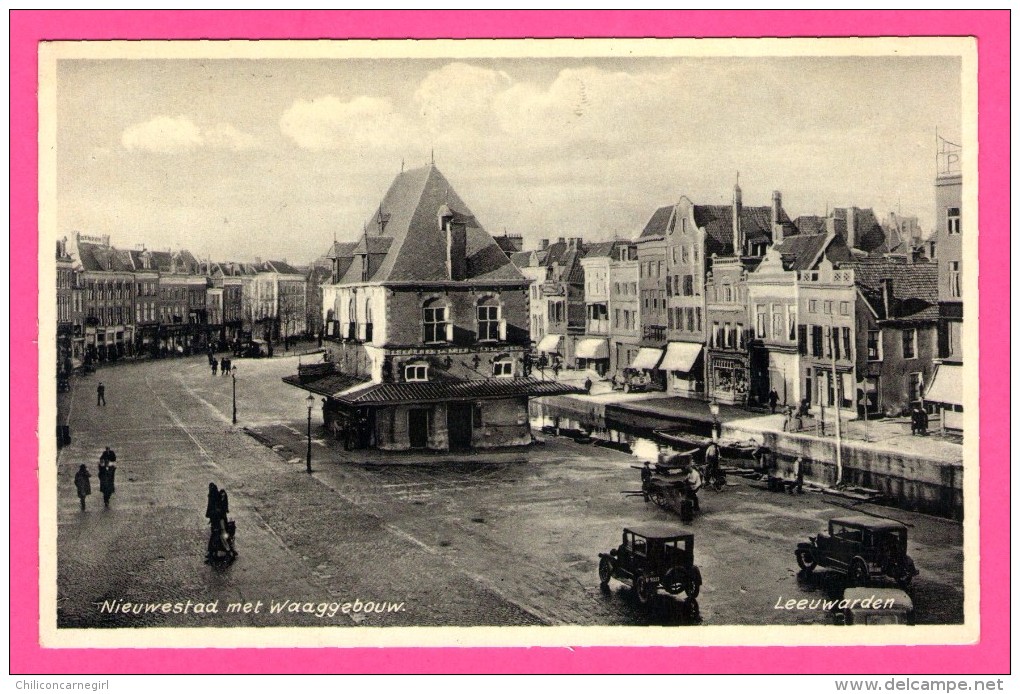 Leeuwarden - Nieuwestad Met Waaggebouw - Animée - Vieilles Voitures - Fiacres - MIJ. REMBRANDT - 1932 - Leeuwarden