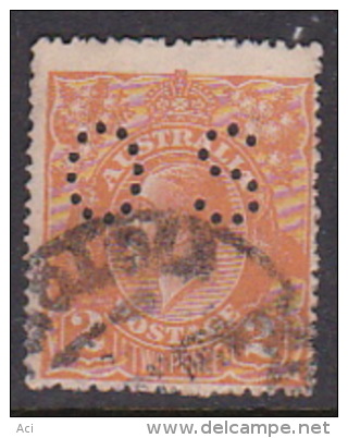 Australia 1918-23 Single Watermark King George V, Perforated Small OS, 2d Orange Used O71 - Used Stamps