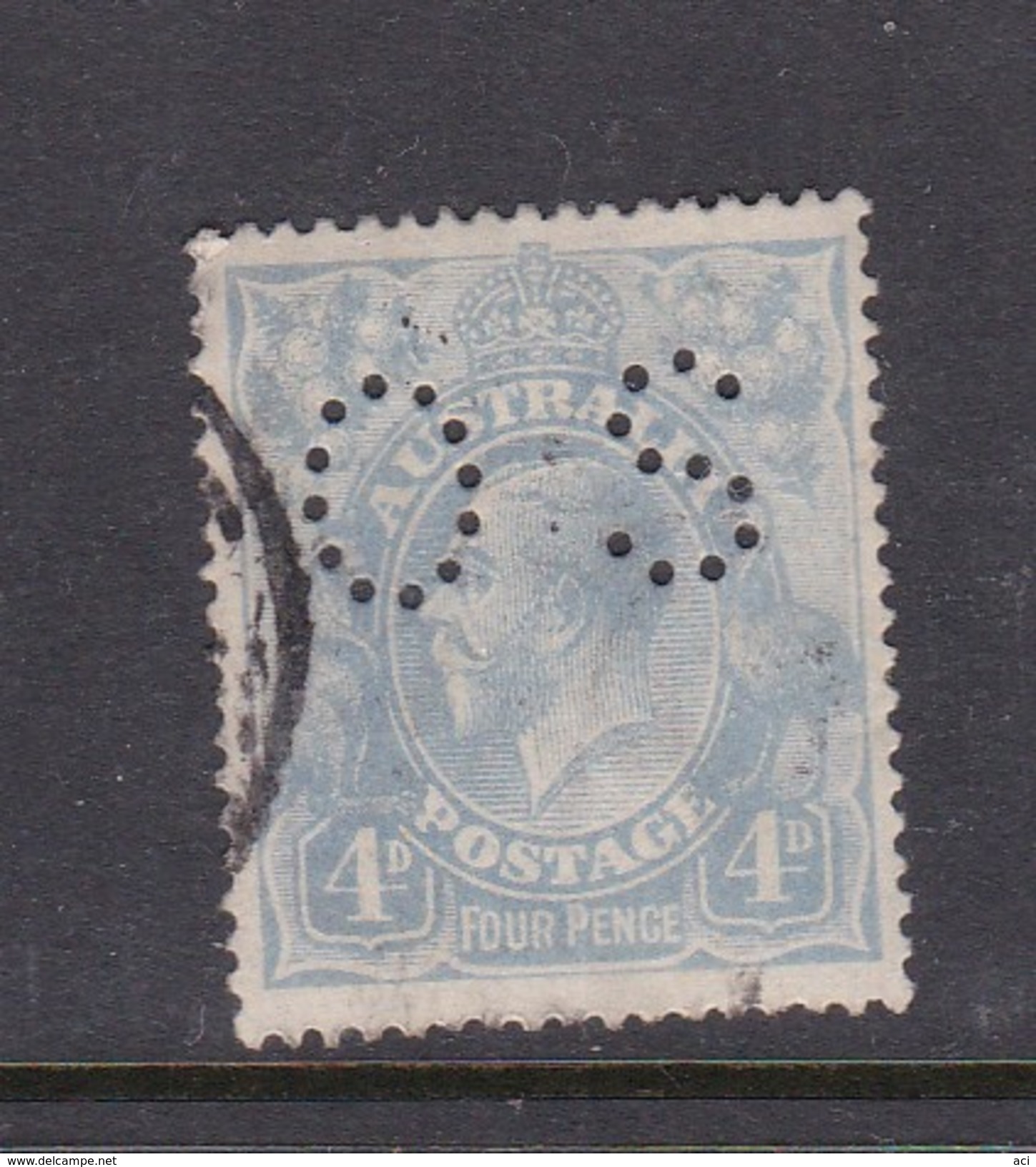 Australia 1918-23 Single Watermark King George V, Perforated Small OS, 4d Blue Used O74 - Used Stamps