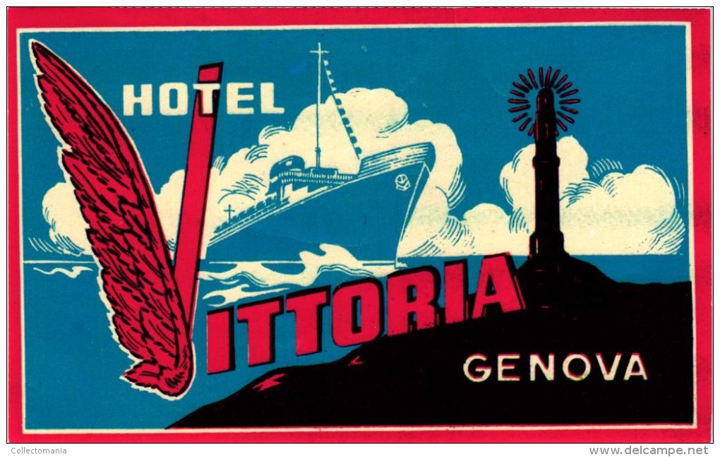 4 Hotel Labels ITALY ITALIE  GENOVA GENUA GENOA  Vittoria Plaza  Britannia Astoria Belgrano - Hotel Labels