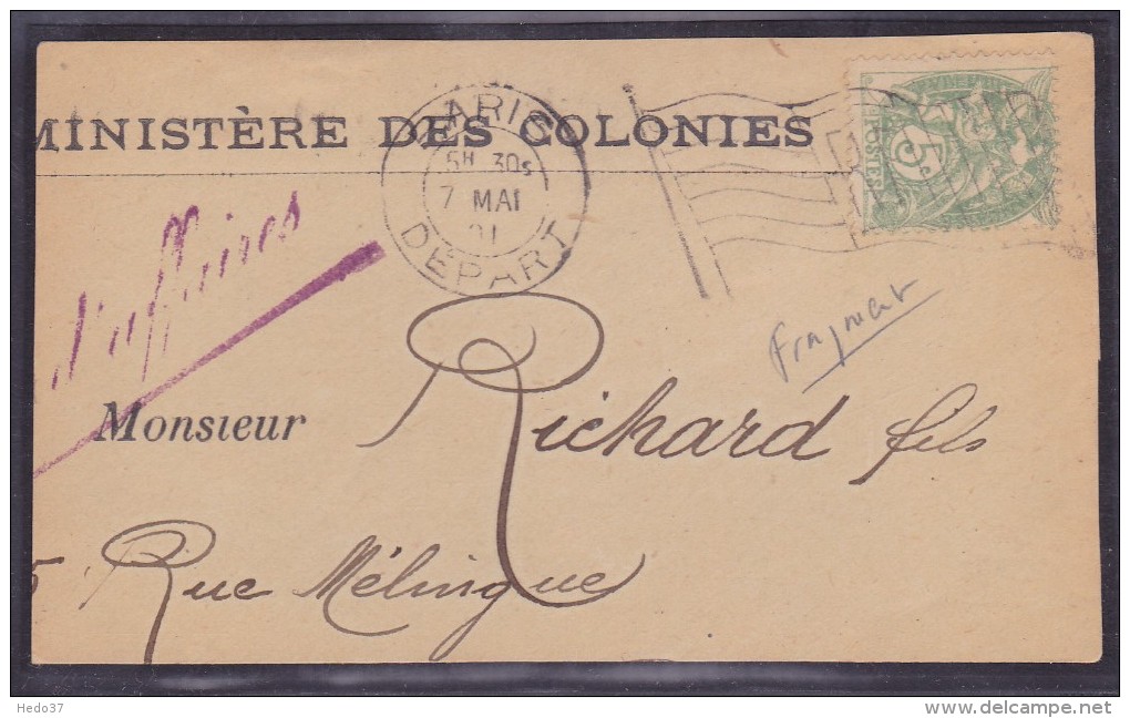 France Type Blanc - Lettre - 1900-29 Blanc