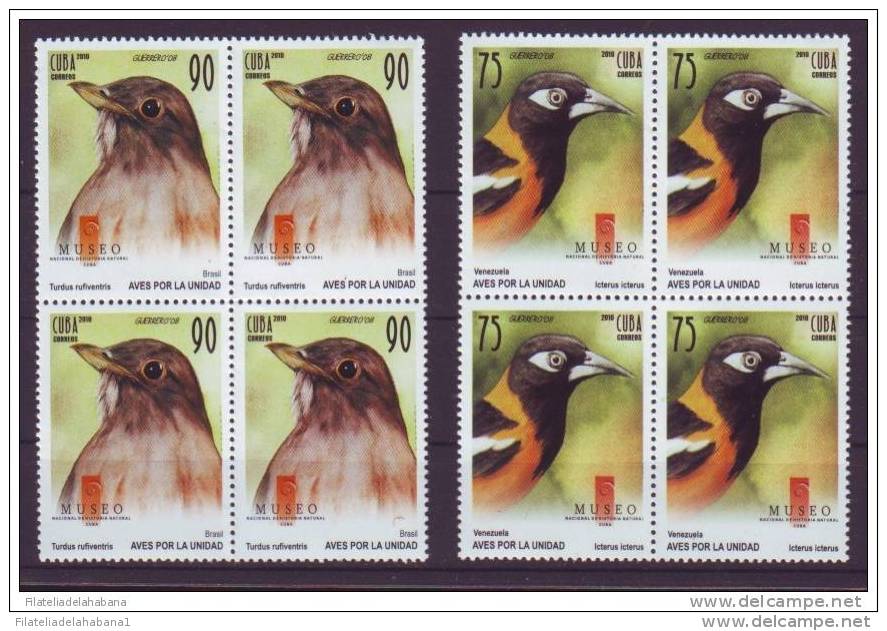 2010.2 CUBA MNH 2010 COMPLETE SET BIRD FOR UNITED. ALAS DE LIBERTAD. BLOQUE 4 - Neufs