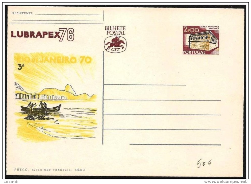 Portogallo/Portugal: Intero, Stationery, Entier, "Lubrapex '76", 4 Scan - Briefmarkenausstellungen
