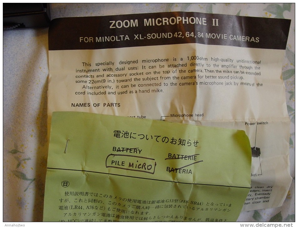 MICROPHONE DIRECTIONNEL ZOOM Pour Caméra  Super 8 MINOLTA XL-SOUND - Otros