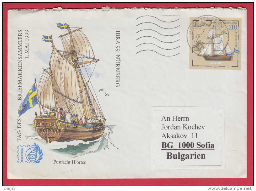 183958 / 1999 - 110 Pf. Postjacht "Hiorten" Schweden SHIP , FIP ,  Stamp Exhibition  IBRA 99 Nürnberg Germany Stationery - Covers - Used