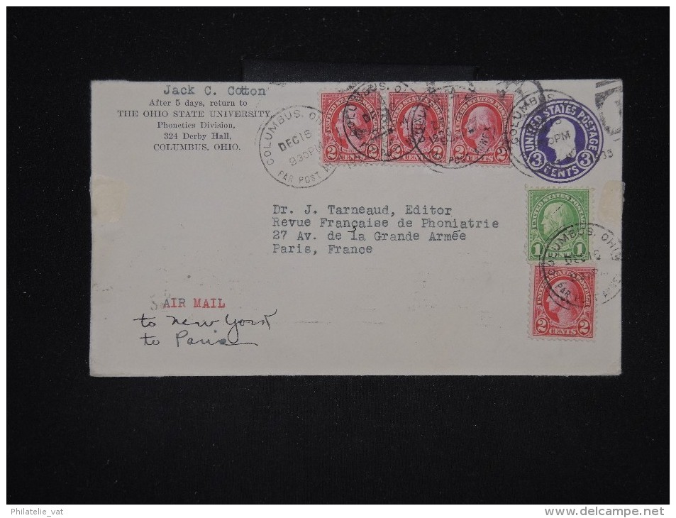 ETATS UNIS - Entier Postal + Cplt De Colombus Pour La France En 1935 - Aff. Plaisant - A Voir - Lot P10660 - 1921-40