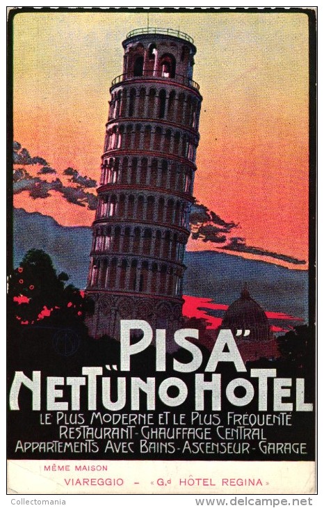 1 HOTEL Label   1 Postcard  ITALY ITALIE  PISA  HOTEL NETTUNO   HOTEL REGINA - Hotel Labels