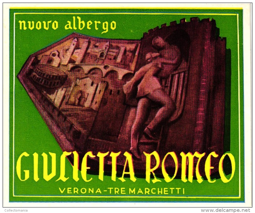 2 HOTEL Labels   ITALY ITALIE  VERONA     Albergo Giulietta Romeo    Hotel Accademia - Hotel Labels