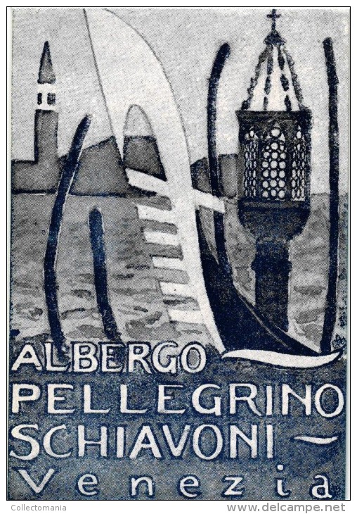 7 HOTEL LABELS ITALY ITALIE VENEZIA VENISE VENICE Albergo Pelligrino  Bortoli  Wagner Paganelli - Adesivi Di Alberghi