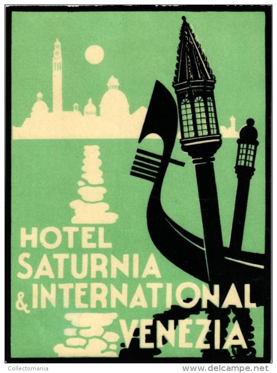 5 HOTEL Ettiquettas  ITALY ITALIE Italia VENEZIA VENISE VENICE Hotel Saturna Europa Universo Danieli Royal - Hotel Labels