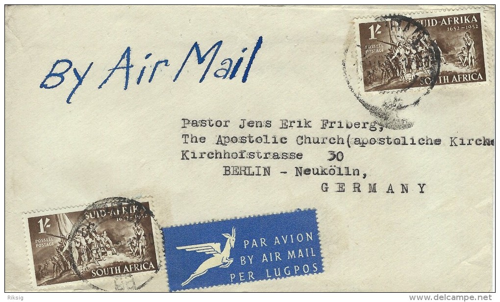 South Africa.  Air Mail.   Cover Sent To Germany.  H-575 - Posta Aerea