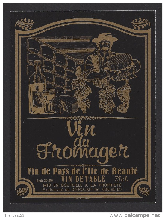 Etiquette De Vin De Pays De L'Ile De Beauté -   Du Fromager - Thème Métier - Profesiones