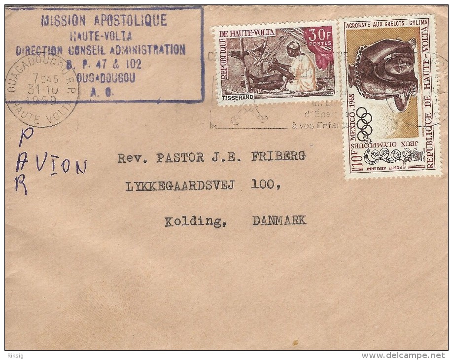 Upper Volta - Haut Volta. Airmail Cover Sent To Denmark. Very Rare.  H-579 - Upper Volta (1958-1984)