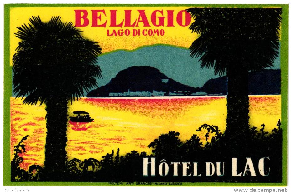 5 HOTEL LABELS ITALY ITALIE LAGO DI COMO Lake Como LAC DE COME Bellagio Torriggia Albergio Sociale - Hotel Labels
