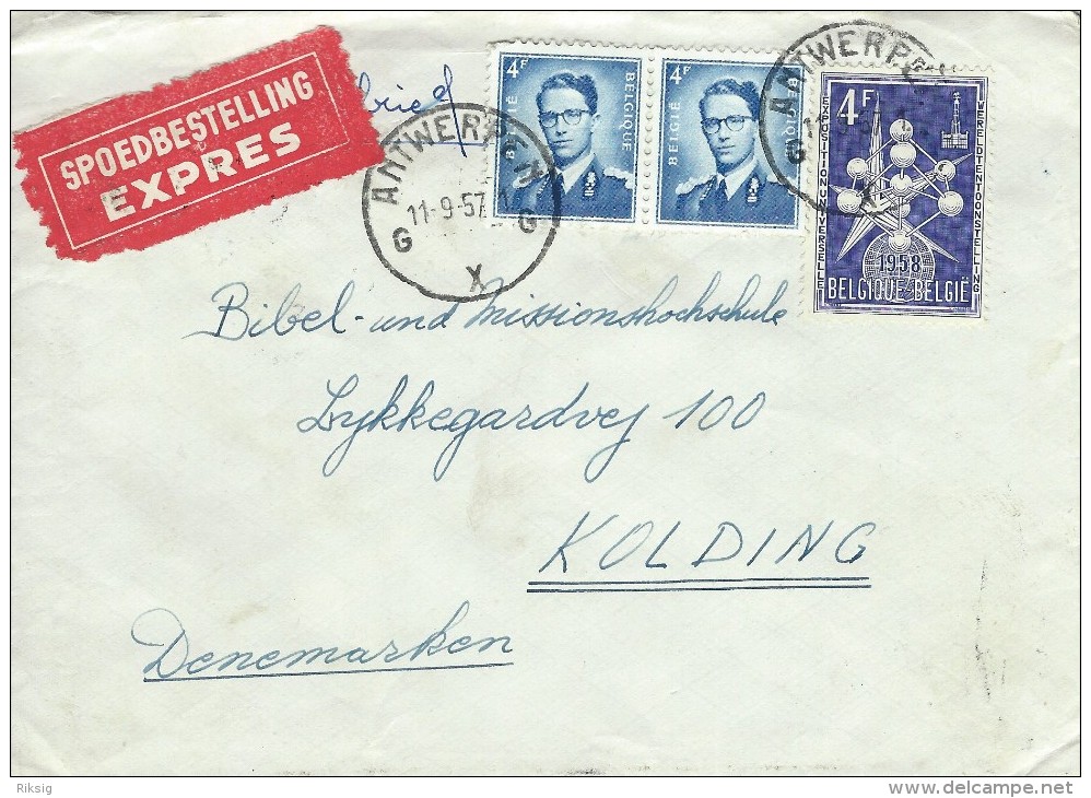 Belgium. Expres Cover  Sent To Kolding  Denmark.  H-583 - Other & Unclassified