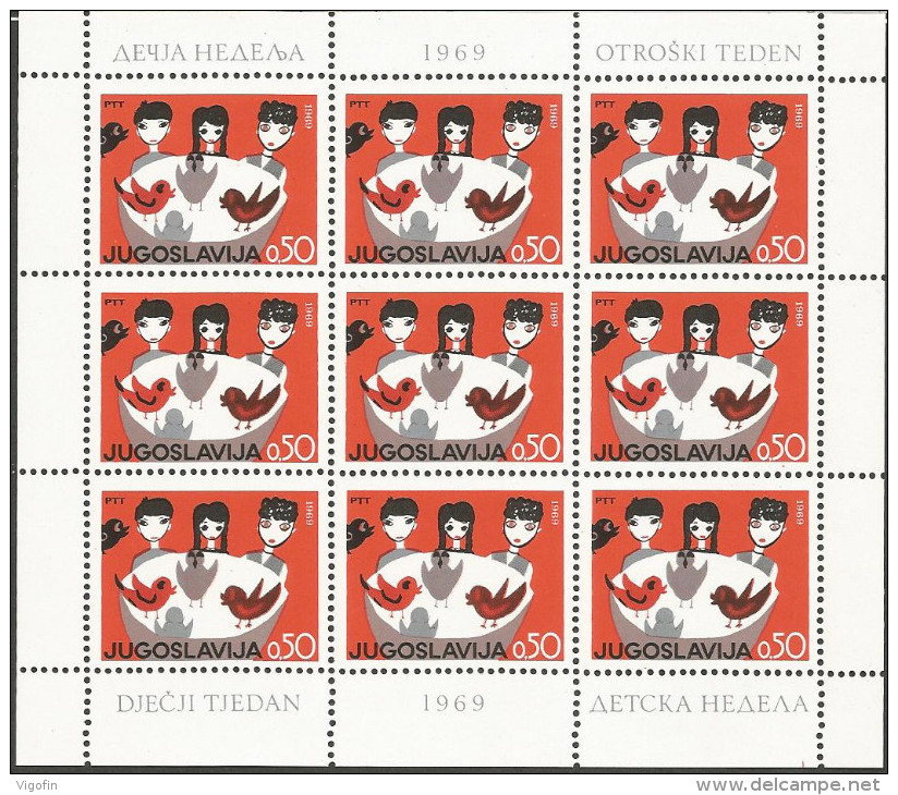 YU 1969-1348 CILDREN'S WEEK, YUGOSLAVIA, MS, MNH - Blocks & Kleinbögen